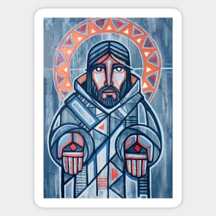 Painting of Jesus Christ with open wounded hands Sticker